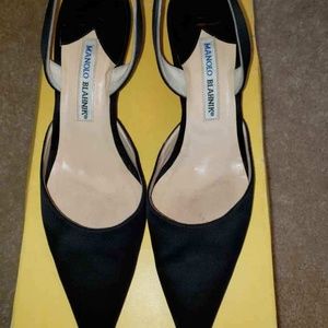 Black Satin Manolo Blahnik heels